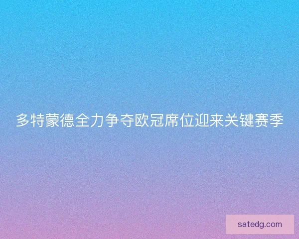 多特蒙德全力争夺欧冠席位迎来关键赛季